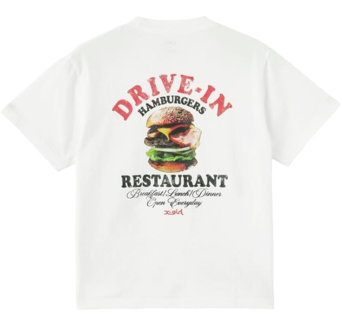 Casual Hamburger Distressed White X-girl S/S Tee, Women's,