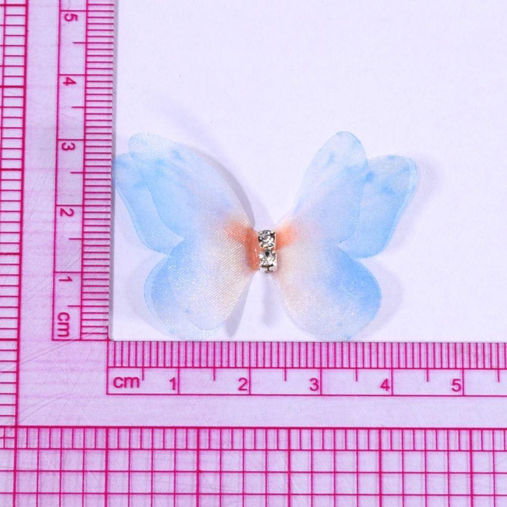 50 bucăți de culoare gradient șifon brodat fluture accesorii pentru păr de mireasă