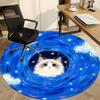 1PC Cosmic Cat Office Round Rug, Non Slip, Soft and Durable Office Rug for Interior Decoration, Perfect for Office
