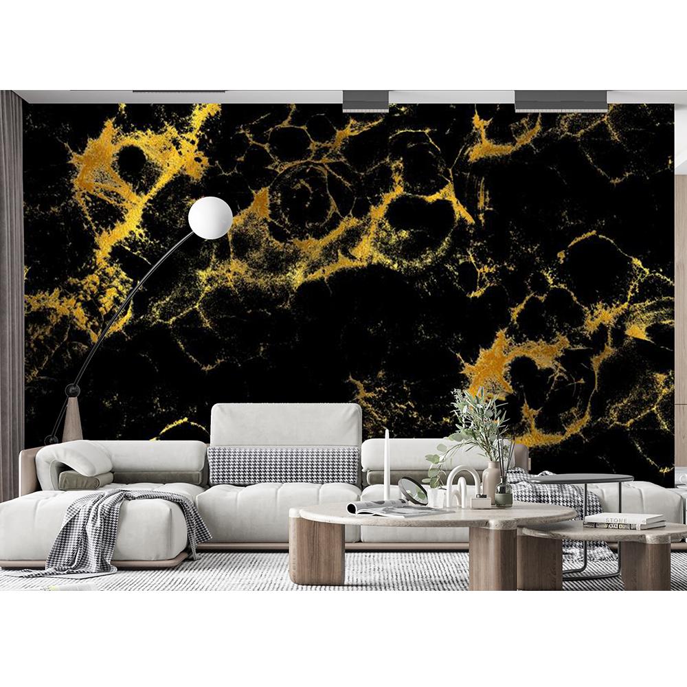 

Black And Gold Wallpaper Large Abstract Marble Pattern Wall Mural For Bedroom Living Room Tv Background Sofa Wall Murals 200 cm(W) x 140 cm(H)