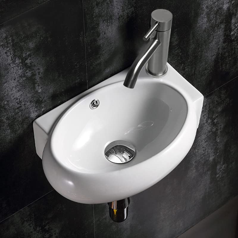 Gemischtes stilvolles Handwaschbecken zur Wandmontage, Handwaschbecken-Set, kleine Waschschüssel, Waschbecken, Wandmontage, Handwaschschüssel, Keramik-Handwaschbecken