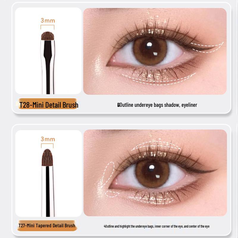 Pony Hair Makeup Brush Set - 4-Piece Eyeshadow & Concealer Blending with Portable Copper Tube