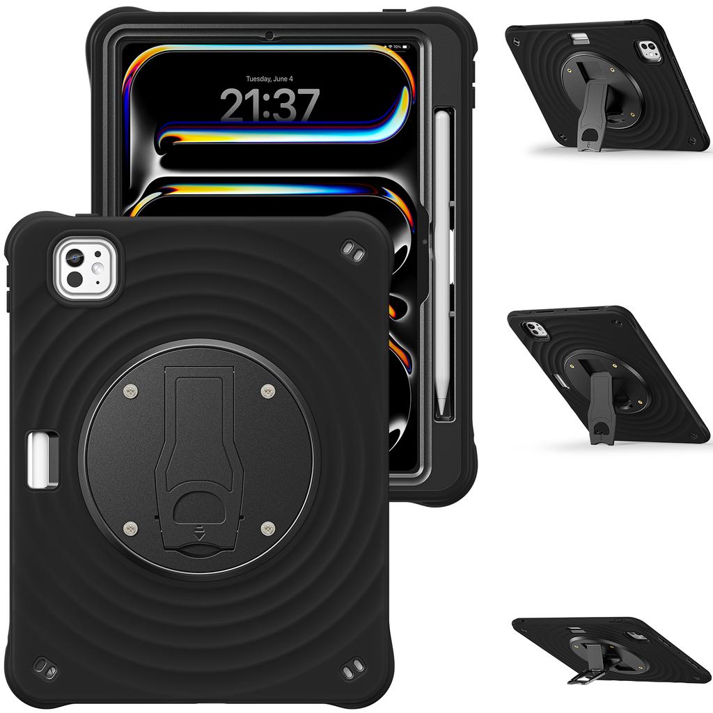 For iPad Pro 11 (2024) Case Kickstand PC+Silicone+TPU Tablet Cover