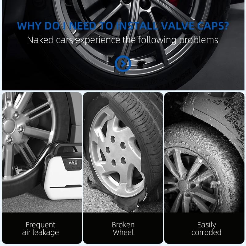 4Pcs Car Wheel Tire Valves Tyre Air Caps Case Car sticker For Tesla model 3 model X Y style Roadster Car Accessories