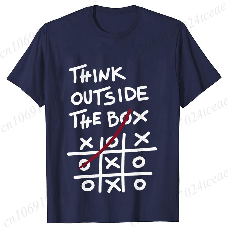 Retro Men's T-Shirt Think Outside The Box Print Short Sleeve T-Shirt Summer Casual Tees Top Loose Oversized T-Shirt for Men