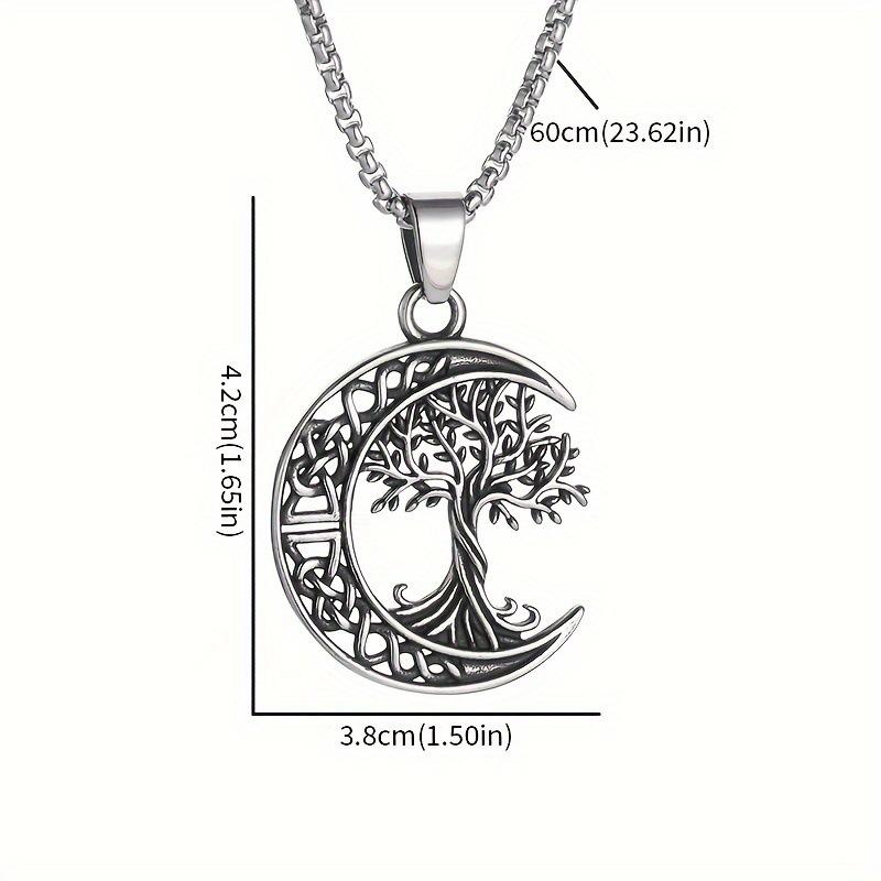 1pc Norse World Tree Celtic Knot Moon Tree Of Life Pendant Necklace, Unisex Vintage Lucky Amulet Jewelry Gift