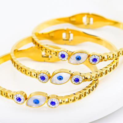 Diamantmuschel Augen Titanstahl Damenarmband, Edelstahl Nicht verblassender Federverschluss Schmuck