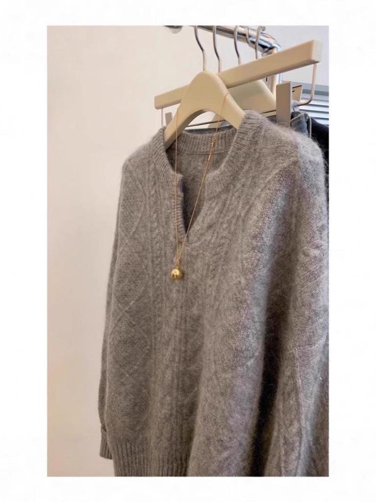 Women's Half-Zip Pure Wool Sweater - Stylish, Versatile, Thick Knit Pullover for Autumn & Winter