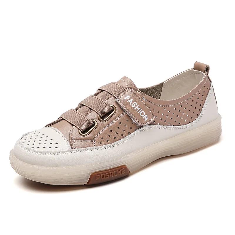  Woman Genuine Leather Casual New Ladies Sneakers Spring Shoes Women Dance Shoe Fashion Flat Girl Student Shoes Sneaker