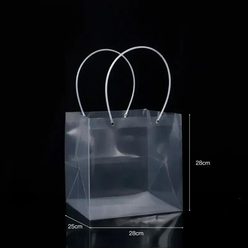 10piece A Trapezoidal Transparent Flower Handbag Waterproof OPP Square Handheld Flower Bag Gift Bouquet Packaging Handbag
