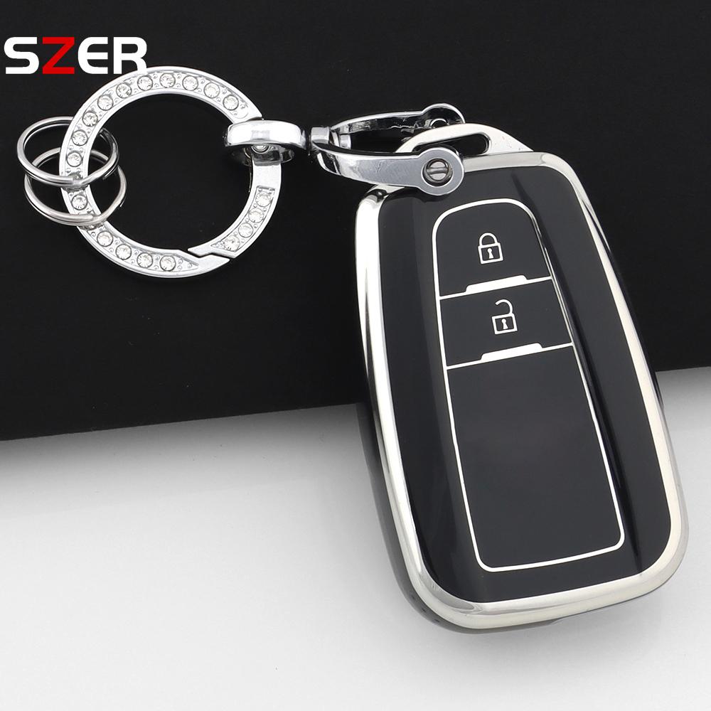 2 Buttons For Toyota Prius Camry Corolla Chr C-Hr Rav4 Land Cruiser Prado Tpu Car Key Case Cover Shell Fob Keychain Accessories