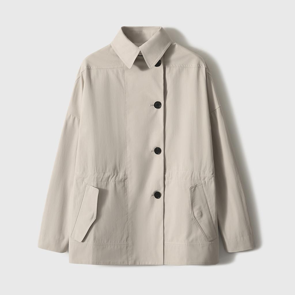 Handsome Light Trench Coat, Shirt-style Jacket, Asymmetrical Waist Short, Women's Clothing Hangzhou Four Seasons Green Spring Summer
