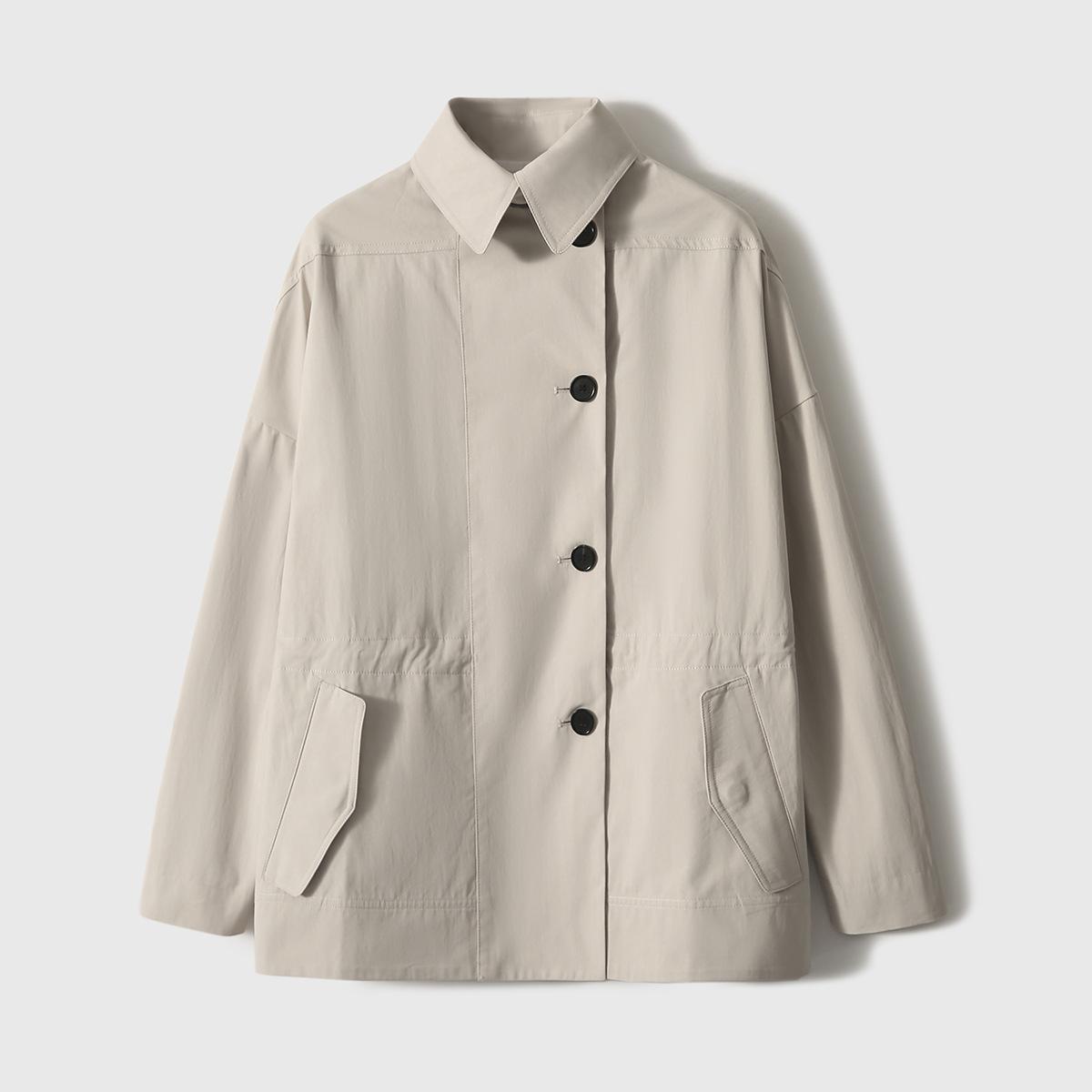 

Красивый короткий тренч, высококлассное короткое тонкое пальто, новая женская одежда весна-осень, женский серый топ L бежевый