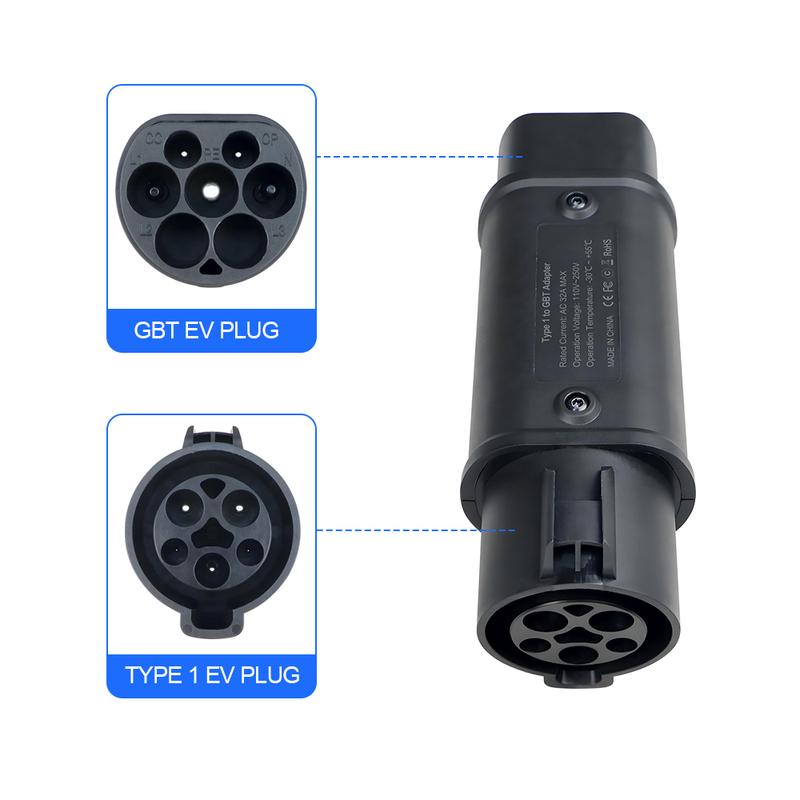 Kolanky EV Charger Adapter Type 1 SAE J1772 To GBT 32A 7.2KW Charging For Electric Vehicle Hybrid Cars