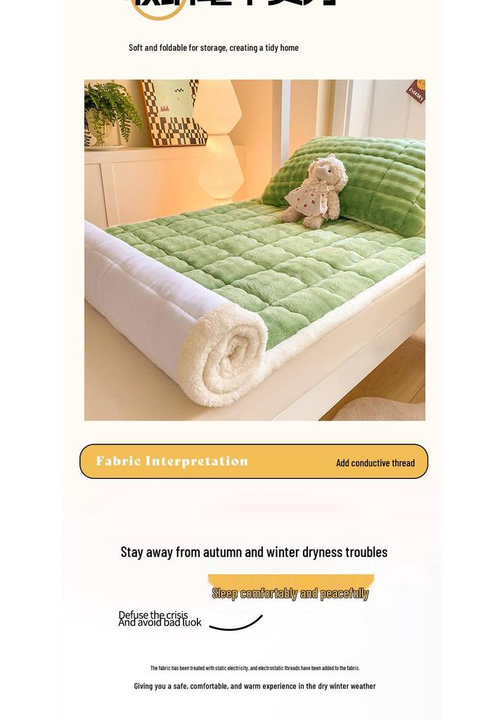 Materasso Peluche Coniglio Bubbly Classe A - Morbido Velluto Latte Tappetino Peluche per Letto Singolo da Dormitorio 0,9 m.