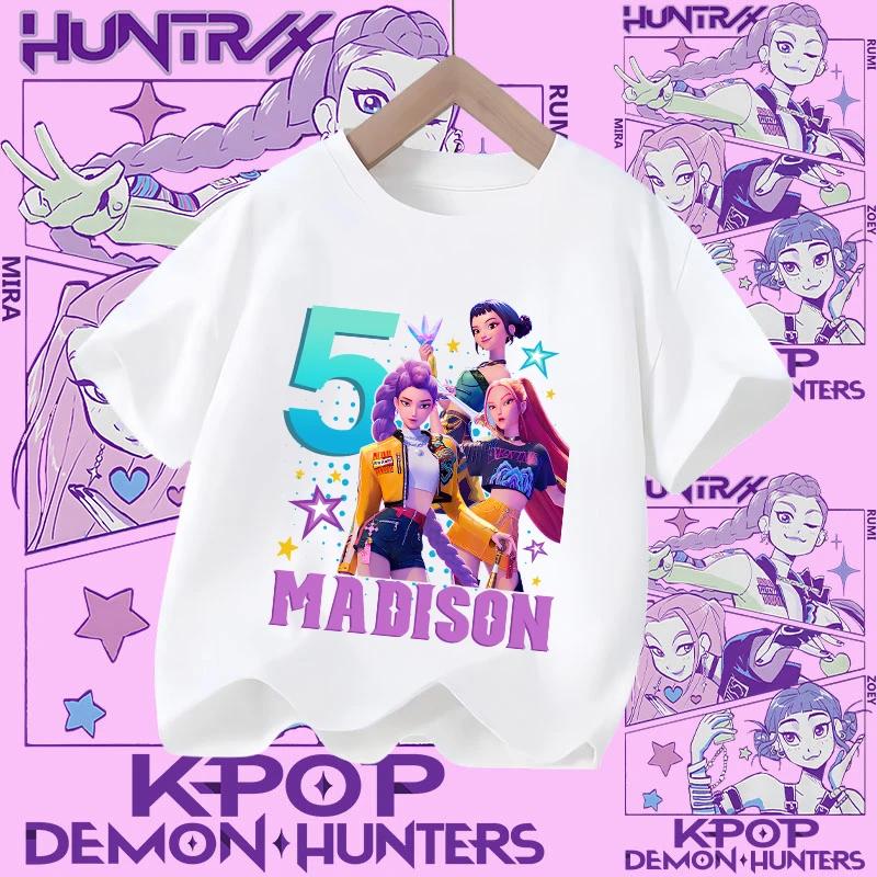 2026 Hot Movie Soft Polyester Baby Girls T Shirt Children's Clothing KPop Demon Hunters Fans Gifts Kids Clothes Fashion Casual Tops