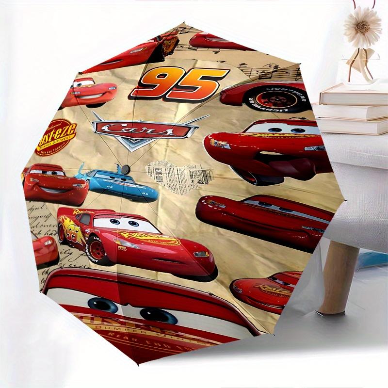 Lightning McQueen, Cars Automatisches Öffnungs- und Schließschirm, Kompakter Reiseschirm, Leicht und Tragbar, Geeignet für Strand Pendeln