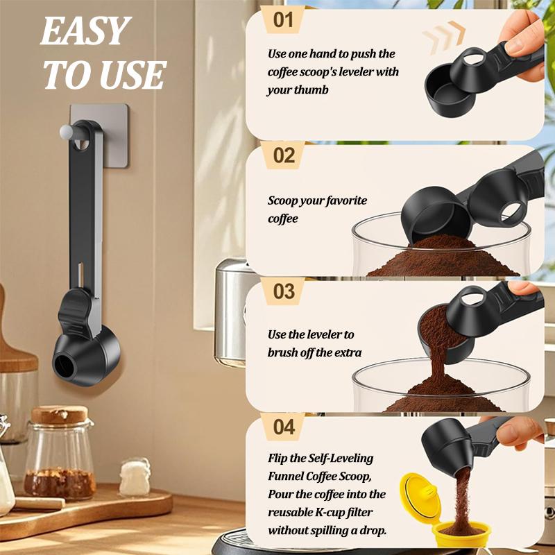 Reusable Leakproof Coffee Gram Scoop Kitchen Protein Powder Measuring Spoon Milk&Supplements Sliding Spoon for Bar Gym Travel