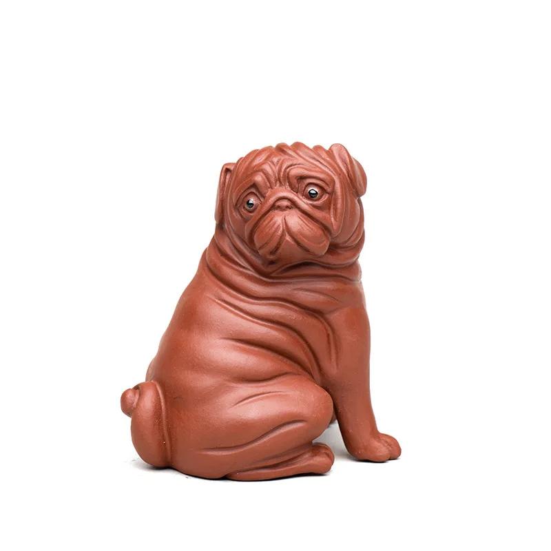 Yixing Purple Clay Tea Pet Chinese Zodiac Dog Statue Animal Tea Figurine Ornaments Household Handmade Tea Set Decoration