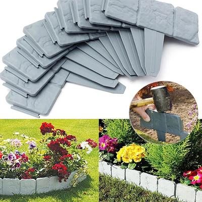 5-20pcs Garden Fence Imitation Stone Plant Support Stake Outdoor Edging Decorative Border DIY Lawn Yard Landscape Plant Fence