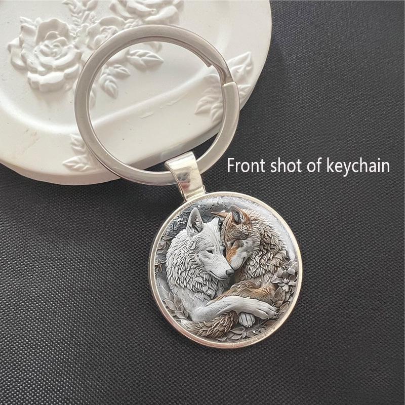 Wolf Wildlife Park Time Gem Keychain & Car Pendant