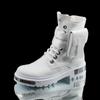 White Men's High-top Winter Velvet Warm British Medium Motorcycle Thick-soled Boots