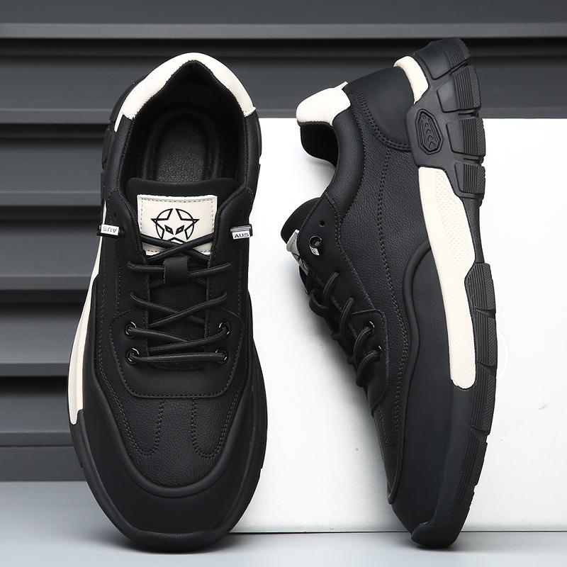 Fashion Male Comfortable Casual Shoes Leather Lace-Up Flats Mens Lightweight Sneakers New Male Driving Shoe Outdoor Men's Skate Shoes
