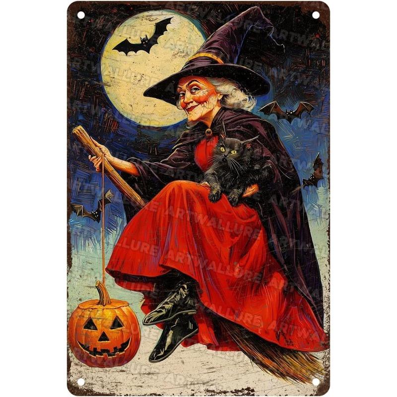 Halloween Metal Wall Sign Spooky Decor 20x30cm