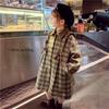 Cappotto di lana vintage da bambina, Autunno e Inverno Bambini Larga Scozzese Principessa Imbottito in Cotone Cappotto di Lana