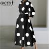 QICED Abiti Casual da Donna Moda Primavera Autunno Manica Lunga Collo POLO