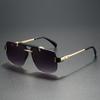 Non-polarized Square Rimless Sunglasses Women Fashion Clear Ocean Gradient Lens Shades Retro Rivets Men Sun Glasses