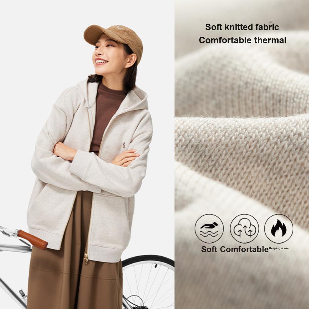 Li Ning Sports Fashion Series Solid Color Zipper Hooded Comfortable Breathable Fleece Warm Cardigan Sweatshirt Women sweatshirt AWDUB66-2