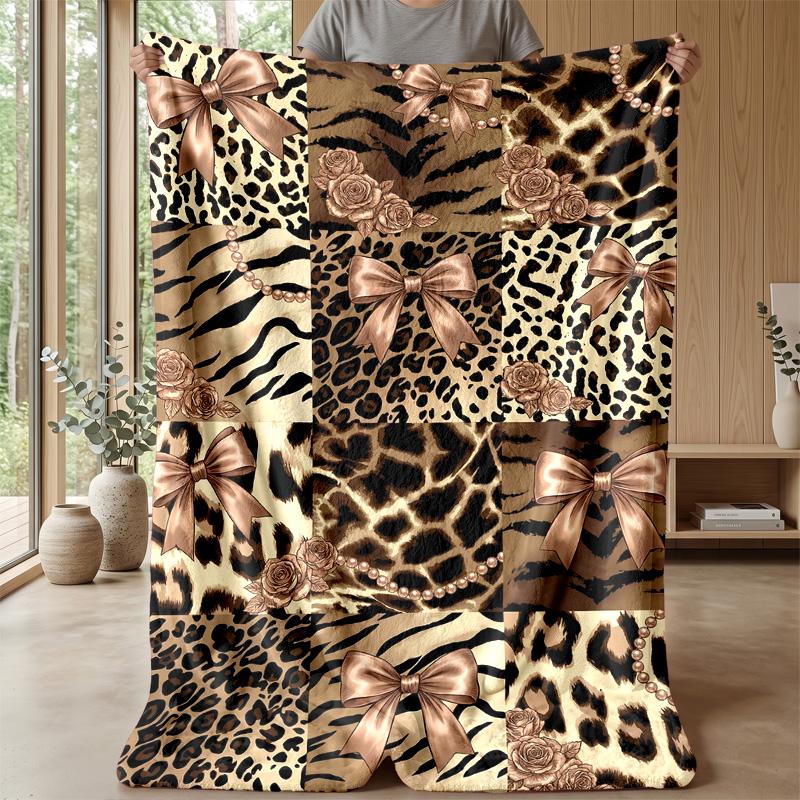 Leopard and Zebra Elegance 2 Theme Blanket Lightweight Warm Flannel Blanket Decorative Throw Blanket for Home Decoration