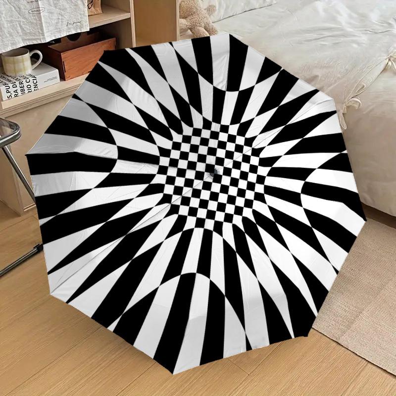 

1pc Optical Illusion Pattern Automatic Folding Umbrella, Casual Outdoor Accessory, Birthday Festival Gift yy251126075