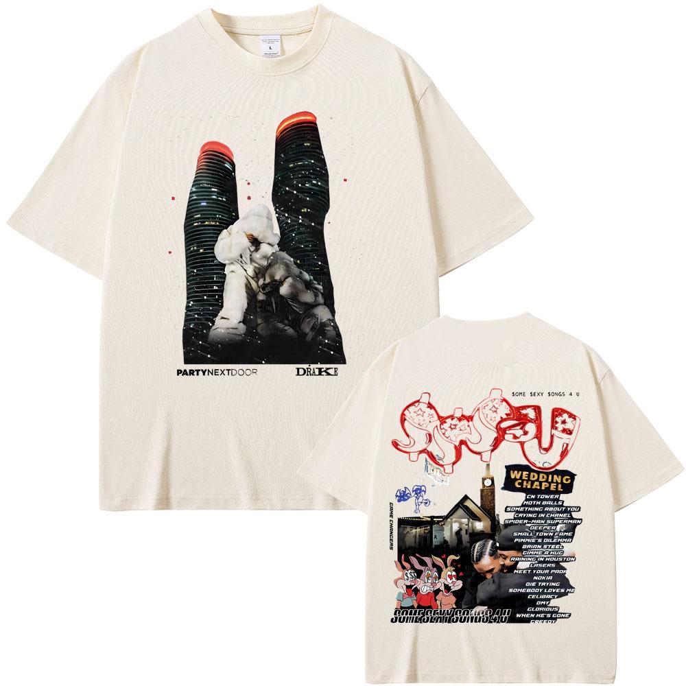 Rapper PARTYNEXTDOOR & Drake Some Sexy Songs 4 U SSS4U 2025 Double Sided Print T Shirts Men Fashion Hip Hop Oversized T-shirts