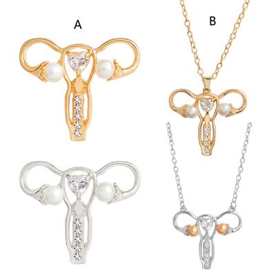 Kadın Rahim Şekli Broş Pins Rahim Yumurtalık Kolye Kolye Feminist Tıp Sembolü Jinekolog Hemşire Hediye Takı