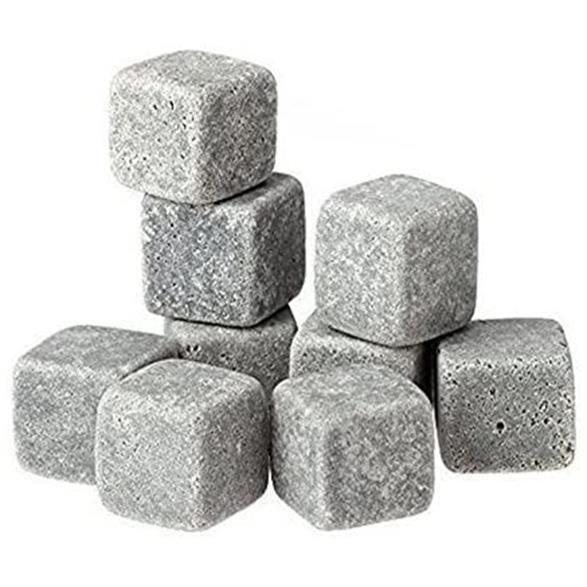 Ice Cubes - Whiskey - 9pcs - Soapstone - Reusable - Velvet Pouch