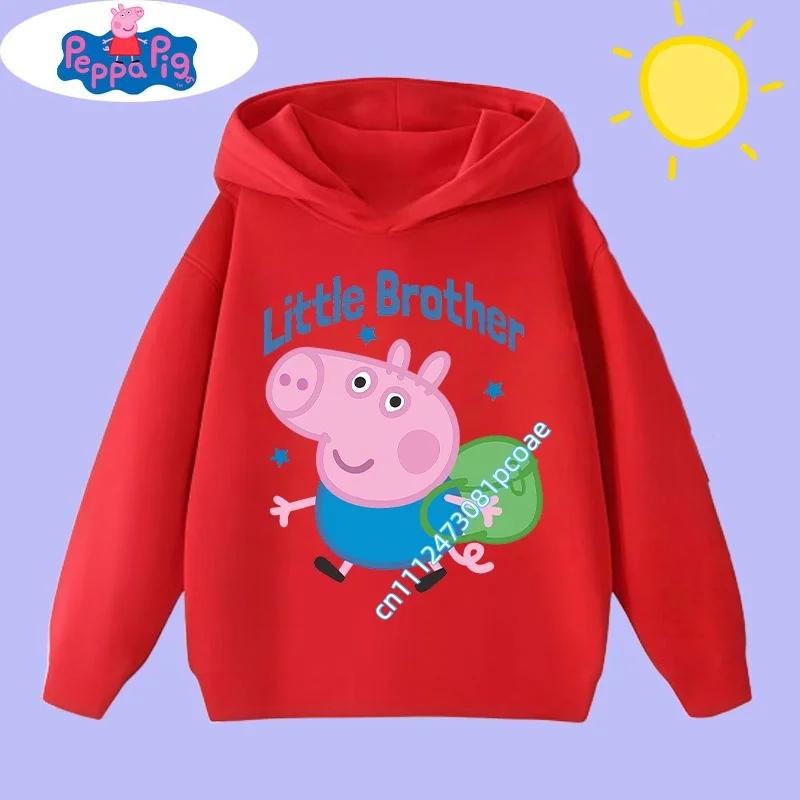 new children's clothing Children's hooded sweatshirt with Peppa Pig cartoon print - Boys' sports shirt for girls, casual top