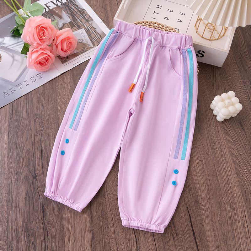Girls' Summer Cropped Thin Mosquito Proof Loose Casual Pants for Girls To Wear Outside In Summer