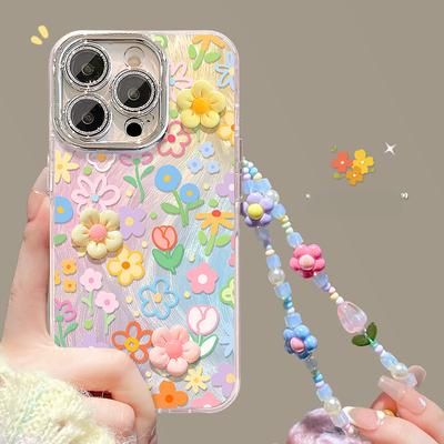 Blomsterdukke Armbånd Passer til Apple 16 Mobiltelefondeksel Iphone 15 Liten Frisk 14 Dopamin 13 High-end Følelse 11