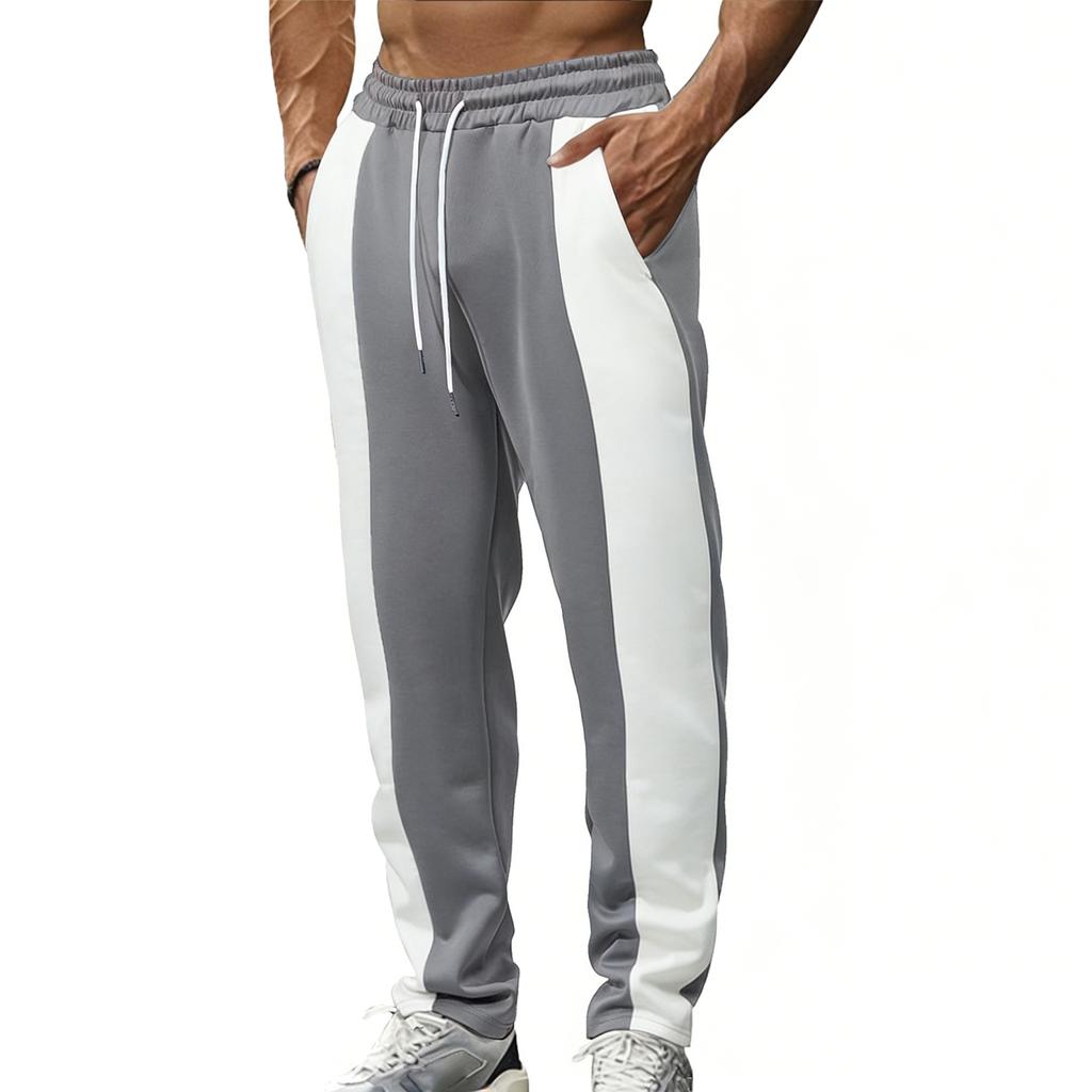 Men's Drawstring Sweatpants Men‘s’ Straight Leg Color-blocked Casual Pants