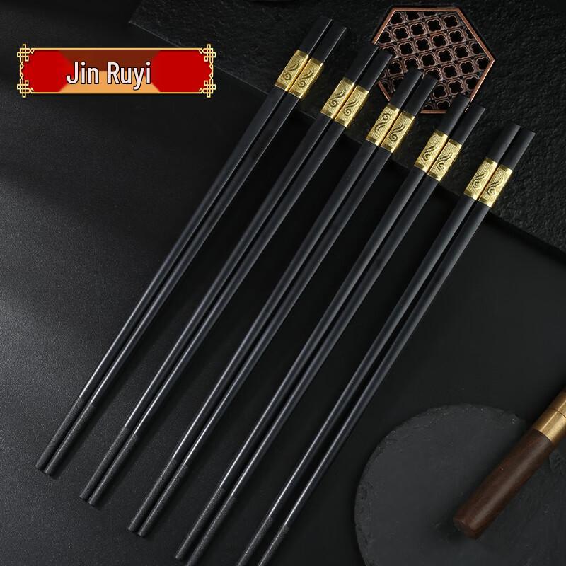 Sweet & Elegant Chinese Alloy Chopsticks 10-Pair Set