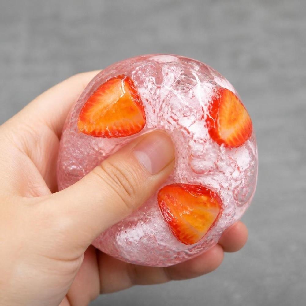 Sound Effects Strawberry Squeeze Ball Crunchy TPR Fidget Toy Strawberry Pinch Home Decoration