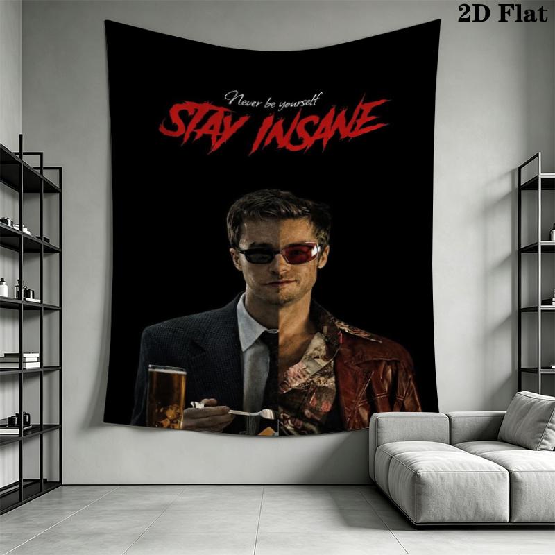 Fight Club Wall Tapestry Aesthetic Wall Hanging Printed Fabric Blanket Decorative Tapestries for Bedroom Living Room Home Decor