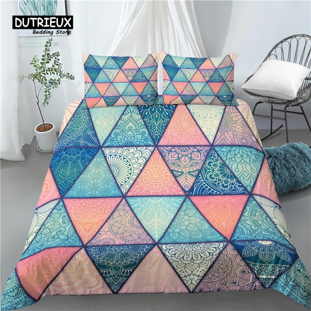 Home Living Luxury 3D Geometric Marble Print 2/3Pcs Comfortable Duvet Cover PillowCase Bedding Sets EU/US/AU Size