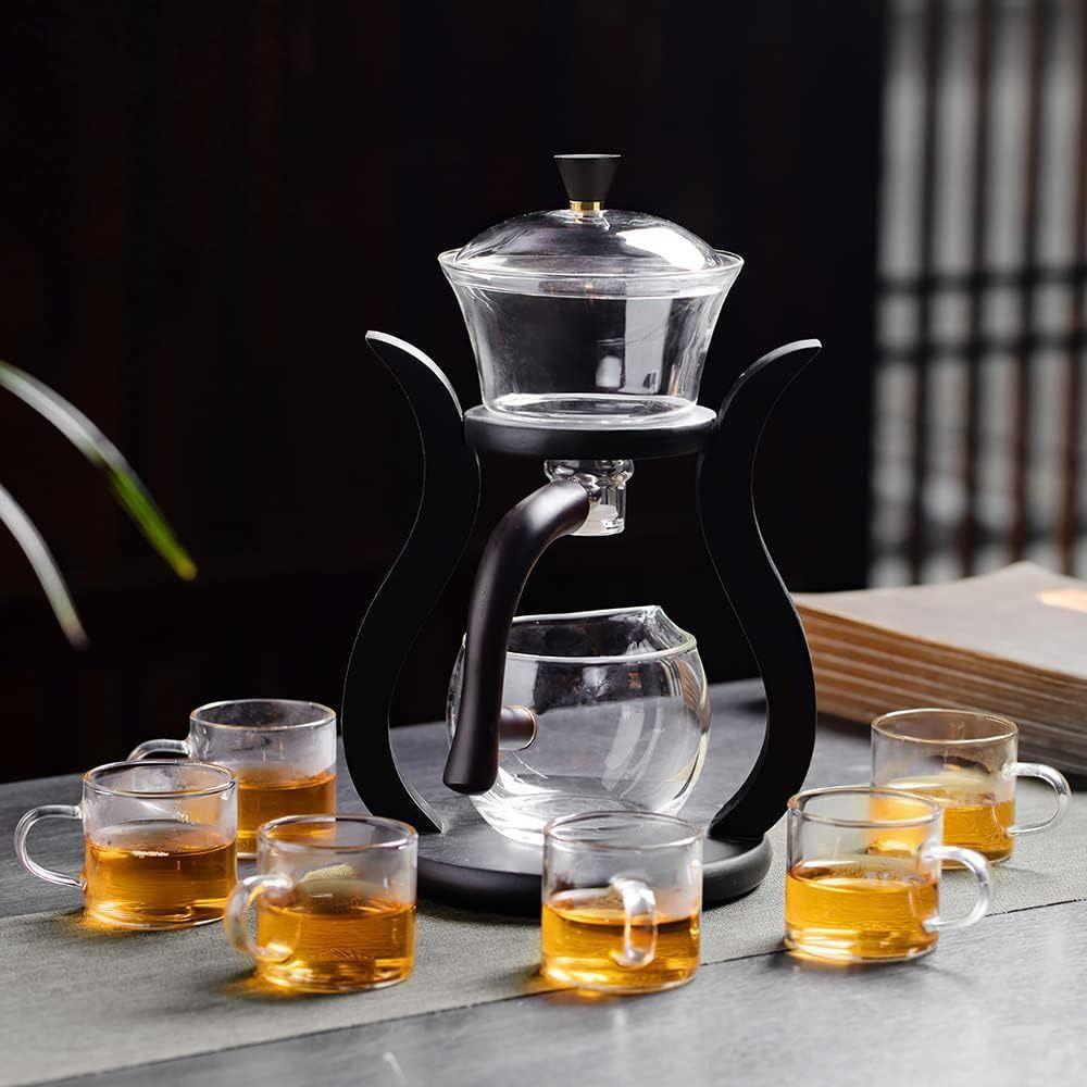 Heat-Resistant Semi-Automatic Teapot Set High Borosilicate Glass Magnetic Teapot Suit  Camping