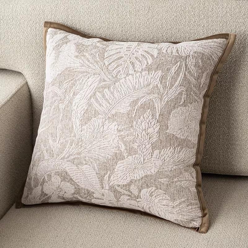 Jacquard Texture Floral Cushion Cover French Country Style Square Throw Pillowcase Decorative Pillow Cover Living Room Decor