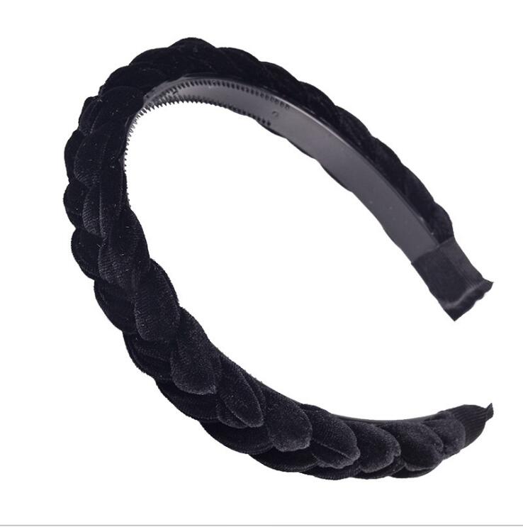 New Fashion Braid Headband Soft Flannel Hairband Women Non-slip Teeth Headwear Turban Classic Hair Hoop Adult Hair Accessories