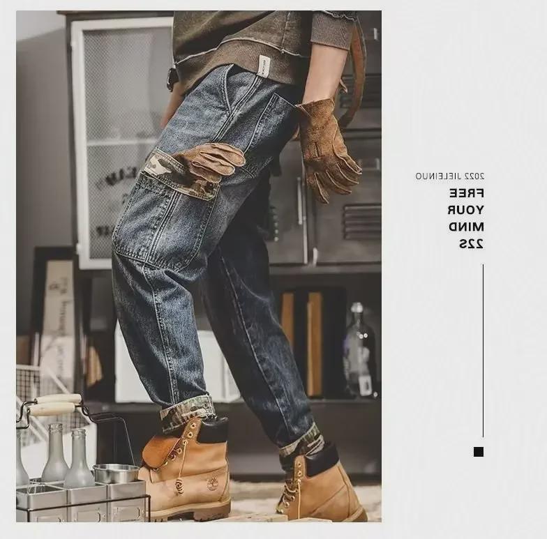 2022 Men's Retro American Plus Velvet Thickened Straight Jeans for Autumn & Winter