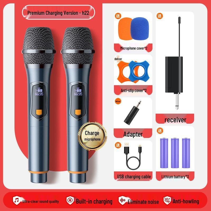 Universal Dual UHF Wireless Handheld Microphone for Professional Home, KTV, and Outdoor Sound Systems
